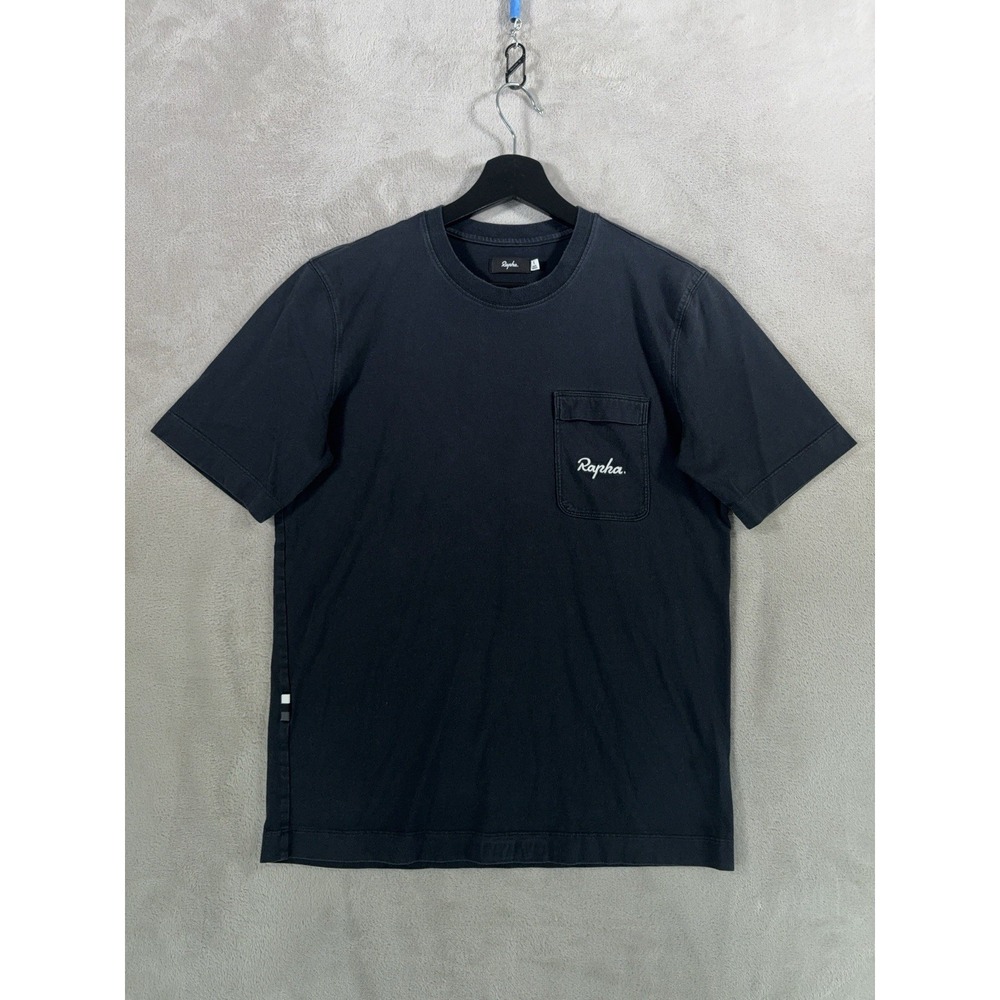 Rapha Pocket T Shirt Mens Small Black Embroidered Logo Cycling Cotton Tee
